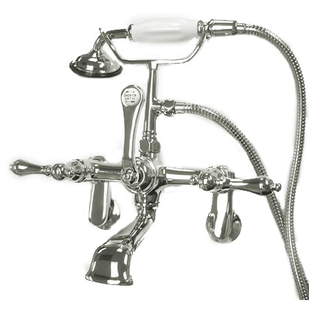 Elements Of Design Triple Handle Wall Mounted Clawfoot Tub Filler with 3-3/8" to 11" Adjustable Center, Personal Hand Shower and Metal Lever Handles from the Hot Springs Collection Chrome