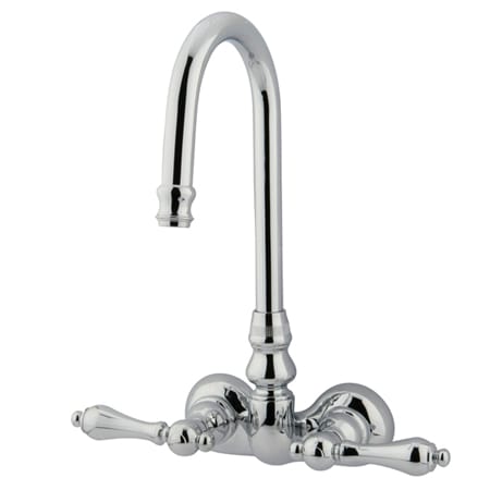 Elements Of Design Double Handle Wall Mounted Clawfoot Tub Filler with 3-3/8" Center, Hi-Rise Spout and Metal Lever Handles from the Hot Springs Collection Chrome