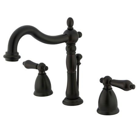 Elements Of Design Double Handle 8" to 16" Widespread Bathroom Faucet with American Lever Handles and Brass Drain Assembly from the Heritage Collection Oil Rubbed Bronze