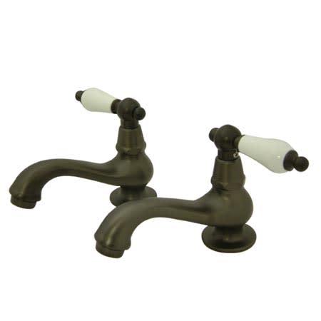 Elements Of Design Double Handle Basin Faucet with Porcelain Lever Handles from the St. Louis Collection Oil Rubbed Bronze
