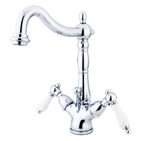 Elements Of Design Double Handle 4" Single Hole Bathroom Faucet with Porcelain Lever Handles and Brass Drain Assembly from the New Orleans Collection Chrome