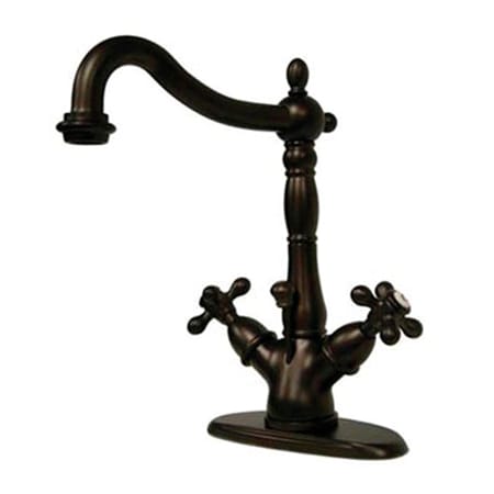 Elements Of Design Double Handle 4" Single Hole Bathroom Faucet with American Cross Handles and Brass Drain Assembly from the New Orleans Collection Oil Rubbed Bronze