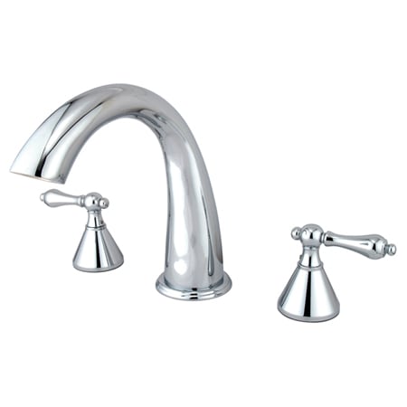 Elements Of Design Double Handle 8" to 16" Widespread Deck Mounted Roman Tub Filler with American Lever Handles from the Los Angeles Collection Chrome