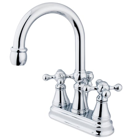 Elements Of Design Double Handle 4" Centerset Bathroom Faucet with Knight Cross Handles and Brass Drain Assembly from the Madison Collection Chrome