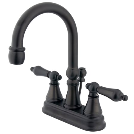 Elements Of Design Double Handle 4" Centerset Bathroom Faucet with American Lever Handles and Brass Drain Assembly from the Madison Collection Oil Rubbed Bronze