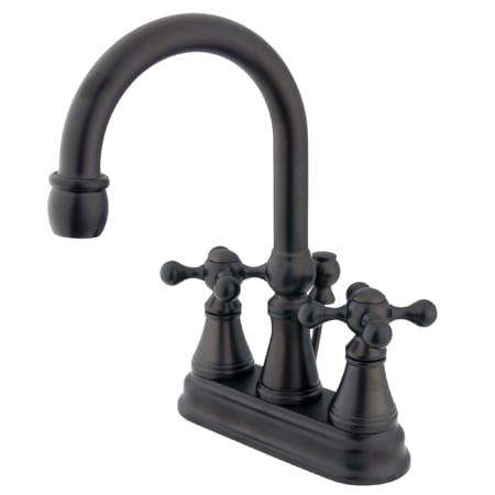 Elements Of Design Double Handle 4" Centerset Bathroom Faucet with Knight Cross Handles and Brass Drain Assembly from the Madison Collection Oil Rubbed Bronze