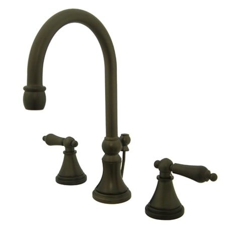 Elements Of Design Double Handle 8" to 16" Widespread Bathroom Faucet with American Lever Handles and Brass Drain Assembly from the Madison Collection Oil Rubbed Bronze