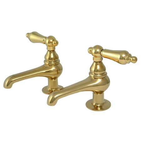 Elements Of Design Double Handle Lavatory Basin Tap with American Lever Handles from the Hot Springs Collection Polished Brass (PVD)