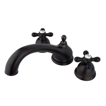 Elements Of Design Double Handle Deck Mounted Roman Tub Filler with American Cross Handles from the Chicago Collection Oil Rubbed Bronze