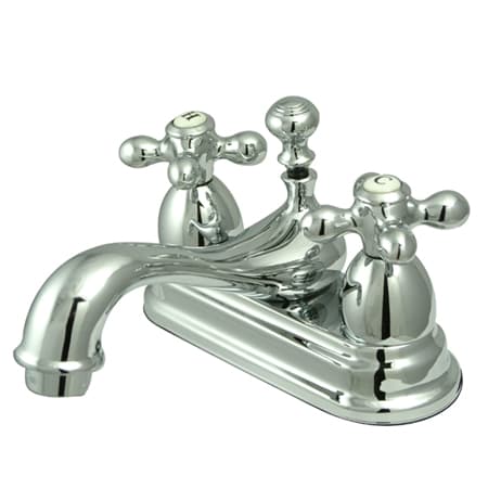 Elements Of Design Double Handle 4" Centerset Bathroom Faucet with American Cross Handles and Brass Drain Assembly from the Chicago Collection Chrome