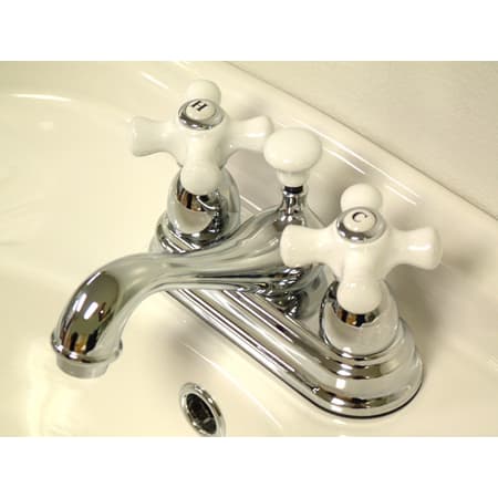Elements Of Design Double Handle Centerset Bathroom Faucet with Porcelain Cross Handles from the Chicago Series Chrome