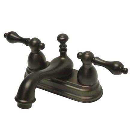 Elements Of Design Double Handle 4" Centerset Bathroom Faucet with American Lever Handles and Brass Drain Assembly from the Chicago Collection Oil Rubbed Bronze