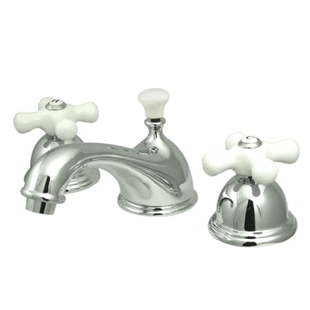 Elements Of Design Double Handle 8" to 16" Widespread Bathroom Faucet with Porcelain Cross Handles from the Chicago Collection Chrome