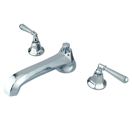 Elements Of Design Double Handle Widespread Deck Mounted Roman Tub Filler with Hex Lever Handles from the New York Collection Chrome