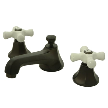 Elements Of Design Double Handle 8" to 16" Widespread Bathroom Faucet with Porcelain Cross Handles and Drain Assembly from the New York Collection Oil Rubbed Bronze