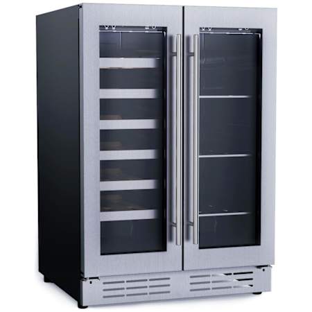 Elica Riserva 24 Inch Wide 21 Bottle Capacity and 60 Can Capacity Wine and Beverage Cooler Stainless Steel