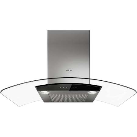Elica Como Series 600 CFM 36 Inch Wide Wall Mounted Range Hood with CFM Reduction System Stainless Steel / Black Glass