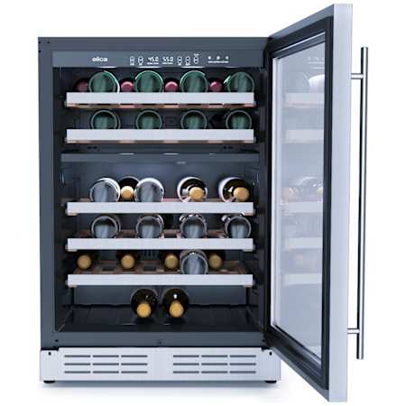 Elica Riserva 24 Inch Wide 52 Bottle Capacity Built-In / Free Standing Wine Cooler Stainless Steel