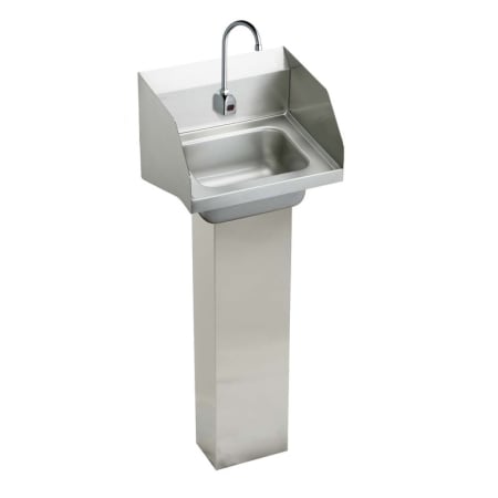 Elkay Stainless Steel Pedestal Mount Handwash Sink with Side Splashes, Anti-Scald Mixing Valve and Sensor Faucet Stainless Steel