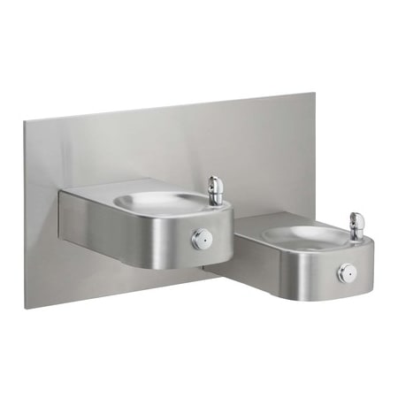 Elkay ADA Wall Mount Bi-Level Heavy Duty 14 Gauge Soft Sides Fountain with Surface Mounting Plate Stainless Steel