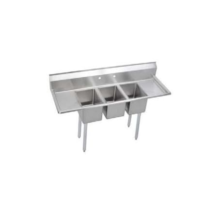 Elkay Deli Series 58" Freestanding Triple Basin Sink with Drain Boards Stainless Steel
