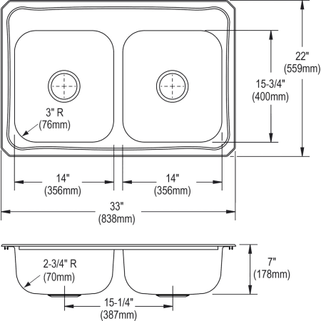 Elkay-CR3322-Specification Image