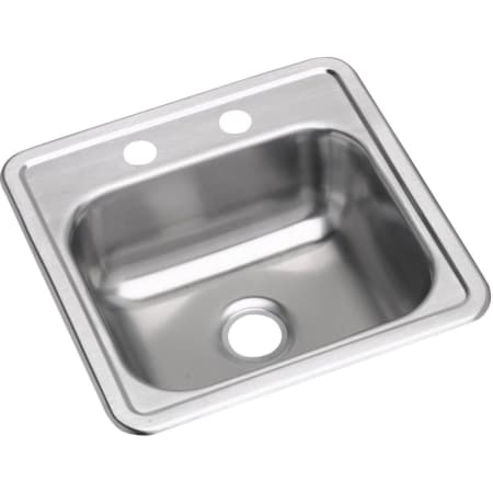 Elkay Dayton 15" Drop In Single Basin Stainless Steel Kitchen Sink 2 Faucet Holes
