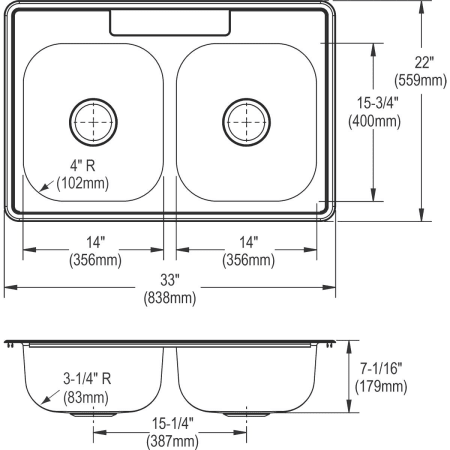 Elkay-DDG23322-Specification Image