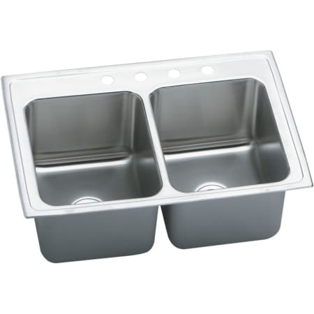 Elkay Lustertone 33" Drop In Double Basin Stainless Steel Kitchen Sink 1 Faucet Hole