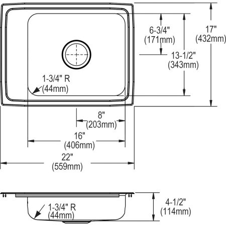 Elkay-DRKAD221745-Specification Image