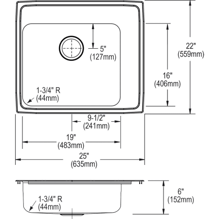 Elkay-DRKAD252260R-Specification Image