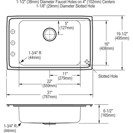 Elkay-DRKAD311965C-Specification Image