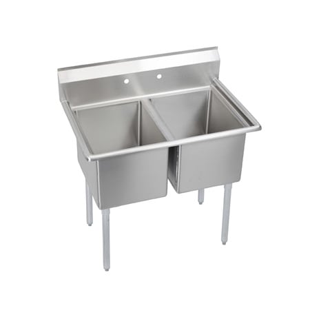 Elkay Economy 39" Floor Mounted Double Basin Food Service Sink with 2 Faucet Holes and Adjustable Feet Stainless Steel