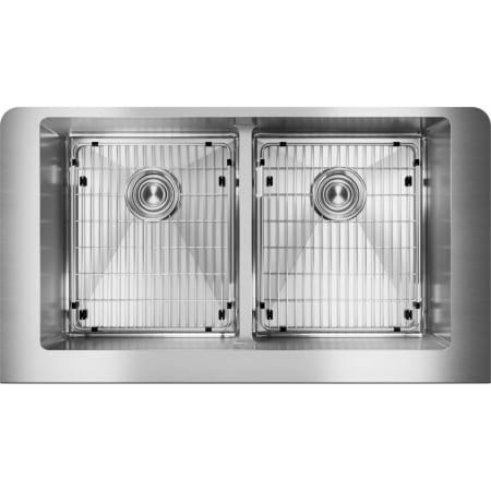 Elkay Crosstown 35-7/8" Farmhouse Double Basin Stainless Steel Kitchen Sink with Basin Rack and Basket Strainer Stainless Steel