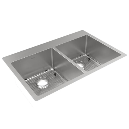 Elkay Crosstown 33" Undermount Double Basin Stainless Steel Kitchen Sink with Basin Rack 0 Faucet Holes