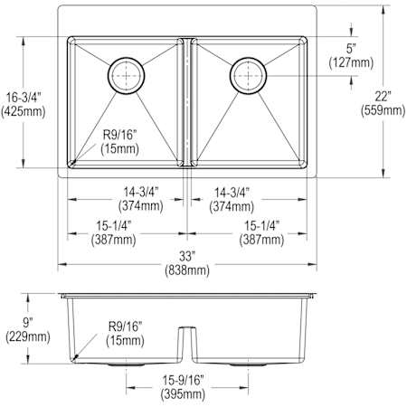 Elkay-ECTSRA33229BG-Line Drawing