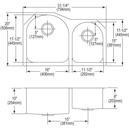 Elkay-ECU311910R-Line Drawing