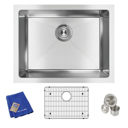 Elkay Crosstown 23-1/2" Undermount Single Basin Stainless Steel Kitchen Sink with Basin Rack and Basket Strainer Stainless Steel