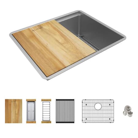 Elkay Crosstown 22-1/2" x 18-1/2" x 8-3/4" 16 Gauge Workstation with Single Bowl Undermount Sink Kit Stainless Steel