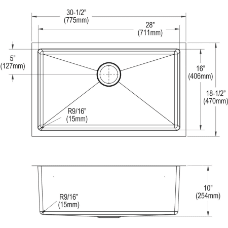 Elkay-EFRU281610DBG-Specification Image