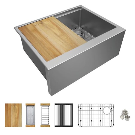 Elkay Crosstown 25-7/8" x 20-1/4" x 9-7/16" Single Bowl Farmhouse Sink Kit - 16 Gauge Workstation Stainless Steel