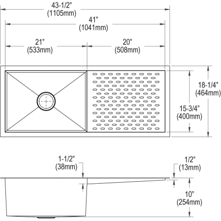 Elkay-EFU411510DB-Line Drawing