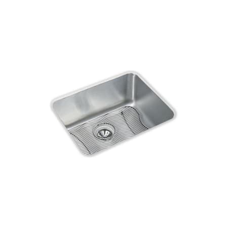 Elkay Gourmet Lustertone Stainless Steel 23-1/2" x 18-1/4" Single Basin Undermount Kitchen Sink with 10" Depth, Rounded Basin Corners, Bottom Grid, and Drain Stainless Steel