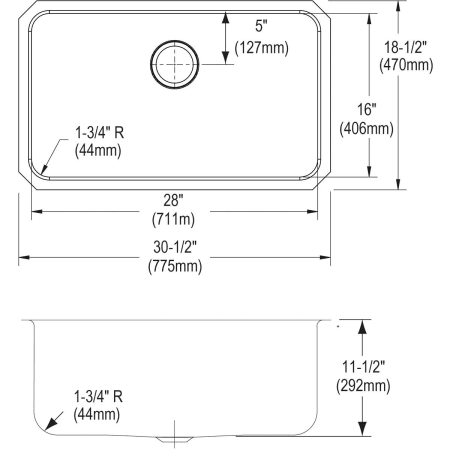 Elkay-ELUH281612DBG-Specification Image