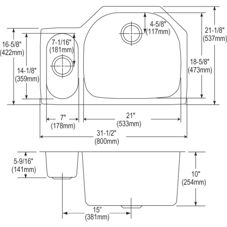 Elkay-ELUH322110LDBG-Specification Image