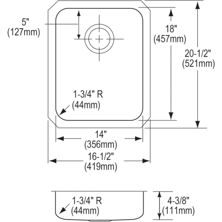 Elkay-ELUHAD141845-Specification Image