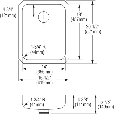 Elkay-ELUHAD141845PD-Specification Image