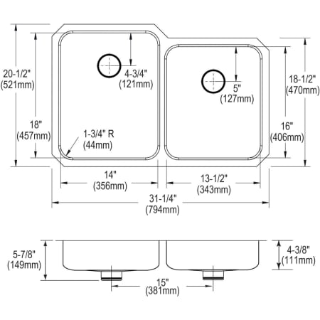 Elkay-ELUHAD312045RPD-Specification Image