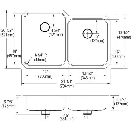 Elkay-ELUHAD312055RPD-Specification Image