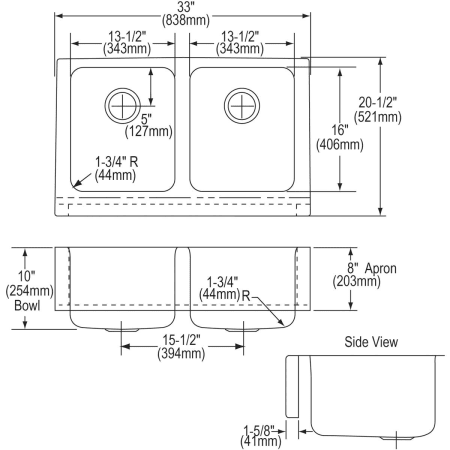 Elkay-ELUHF332010DBG-Specification Image